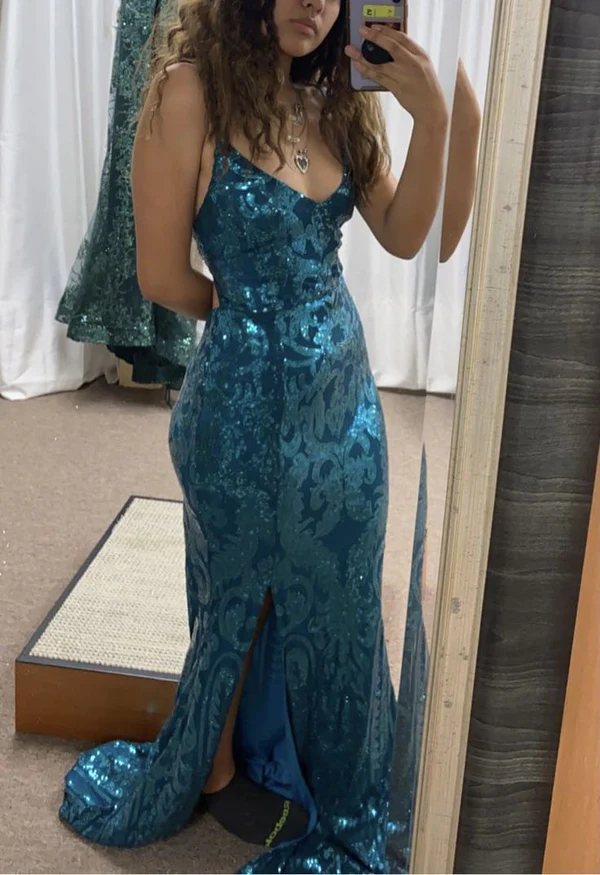 Glitter Sequin Mermaid Prom Dress Long Backless Evening Dress Y7906 - VelvetHem