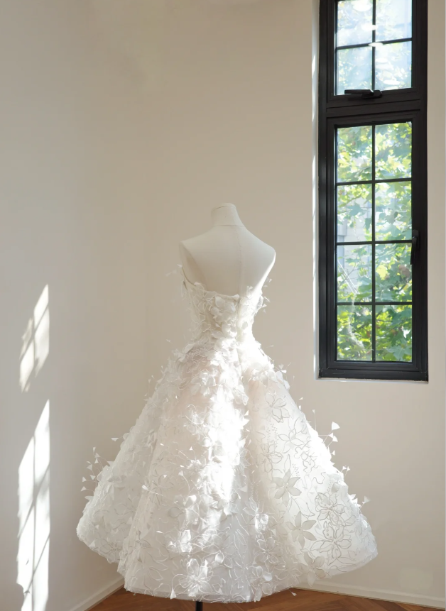 Fairy Strapless White Tulle Lace Gardenia A Line Birthday Outfits Homecoming Dress - View 4 | VelvetHem