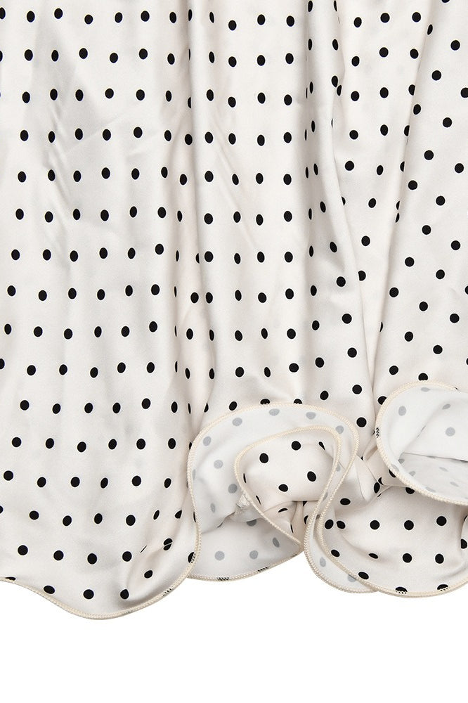 Polka Dot Backless Satin Maxi Dress - View 5 | VelvetHem