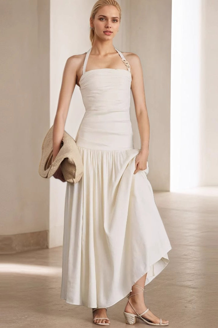 Halter Backless Maxi Work Dress - VelvetHem