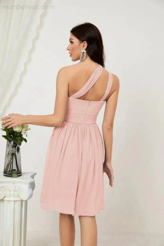ZapDress Women Chiffon Short One Shoulder Bridesmaid Dress Formal Dresses for Party Homecoming 2804 (ZD16948)