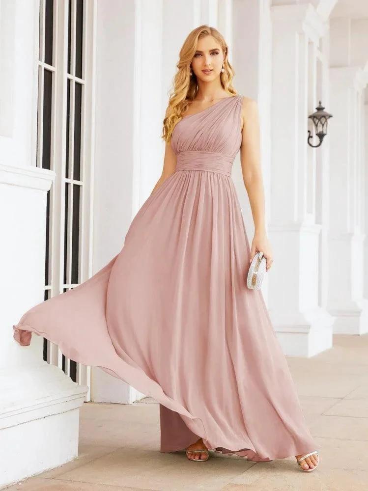 Numbersea One Shoulder Bridesmaid Dresses Long Maxi Formal Evening Party Prom Gowns 28061 by numbersea