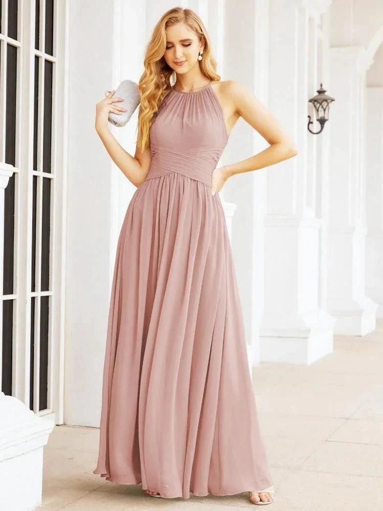 Numbersea Sleeveless Bridesmaid Dresses Long Prom Gown Zipper with Keyhole Back 28056 by numbersea