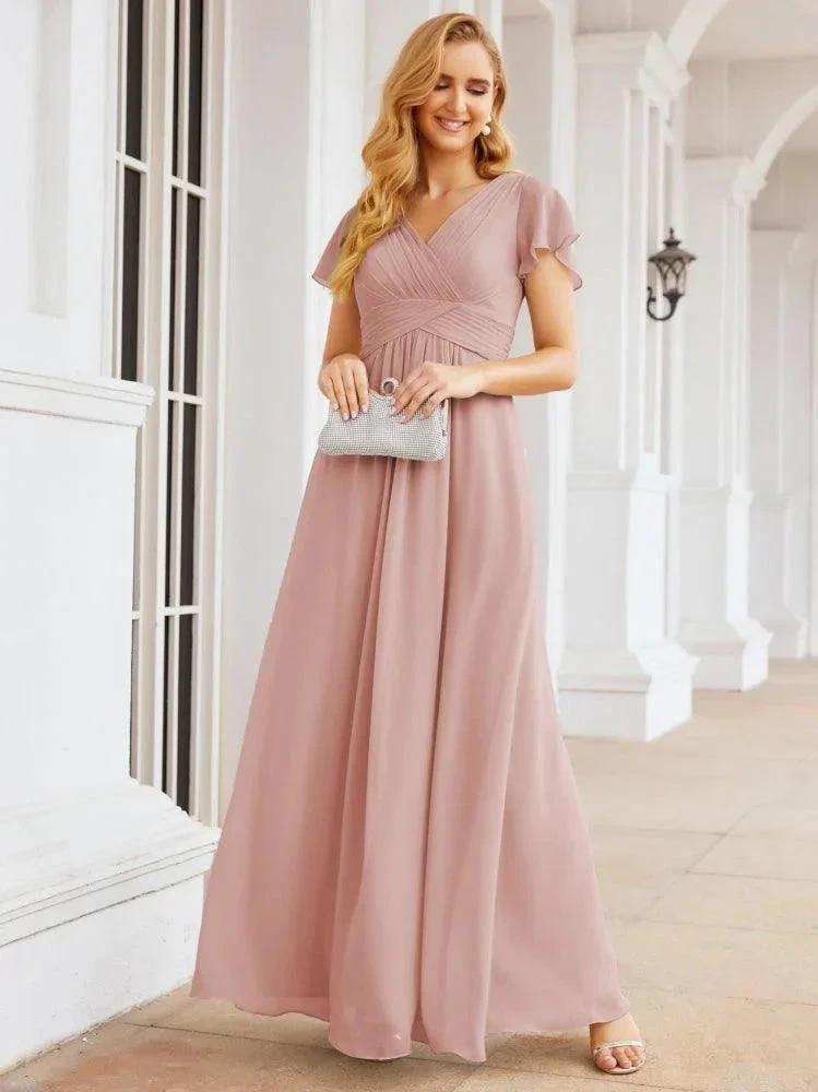 Numbersea Formal Prom Gowns for Mother of The Bride Cap Sleeves Bridesmaid Dress 28047 by numbersea