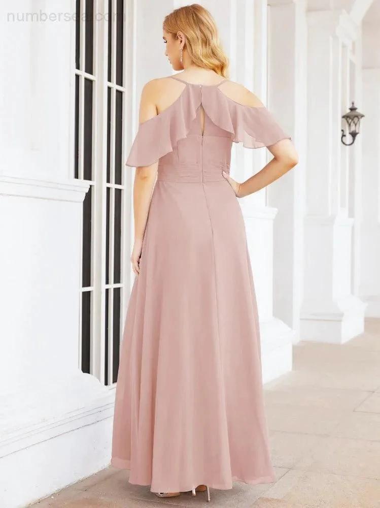 ZapDress Cold Shoulder Long Bridesmaid Dresses Side Slit Formal Prom Gowns Party Wedding 28070 (ZD16993)