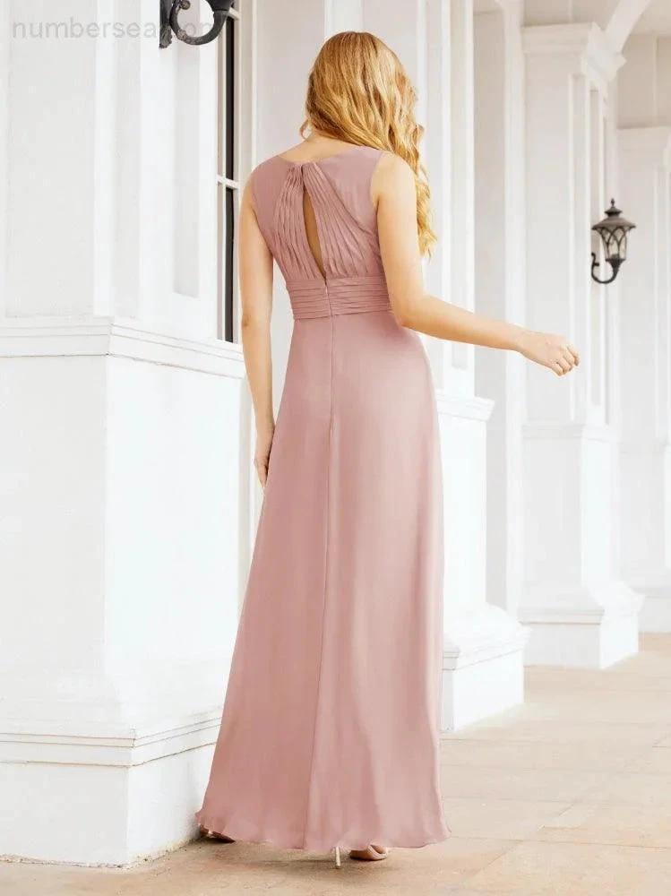 Formal Prom Gown Elegant V-Neck Sleeveless Bridesmaid Dresses for Wedding Party 28037 (ZD17021)