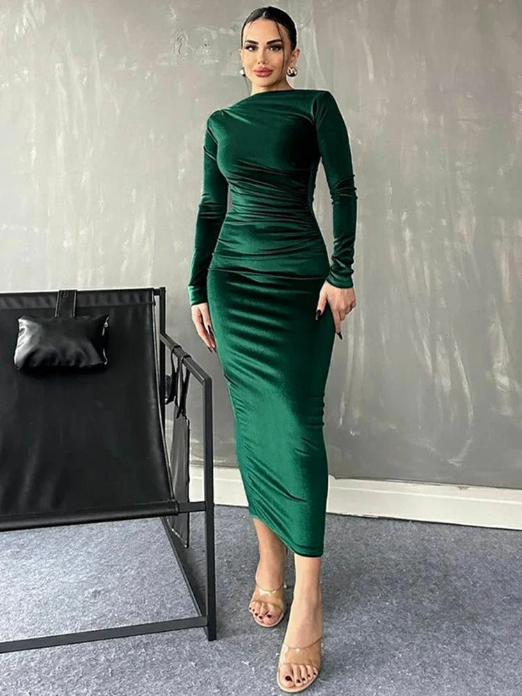 Marta Elegant Midi Dress Contemporary Dress with Premium Casual Styling
