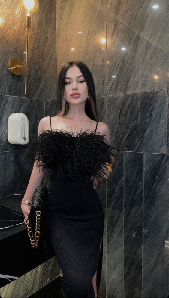 Classy Black Long Prom Dress With Split Black Evening Dress Y6419