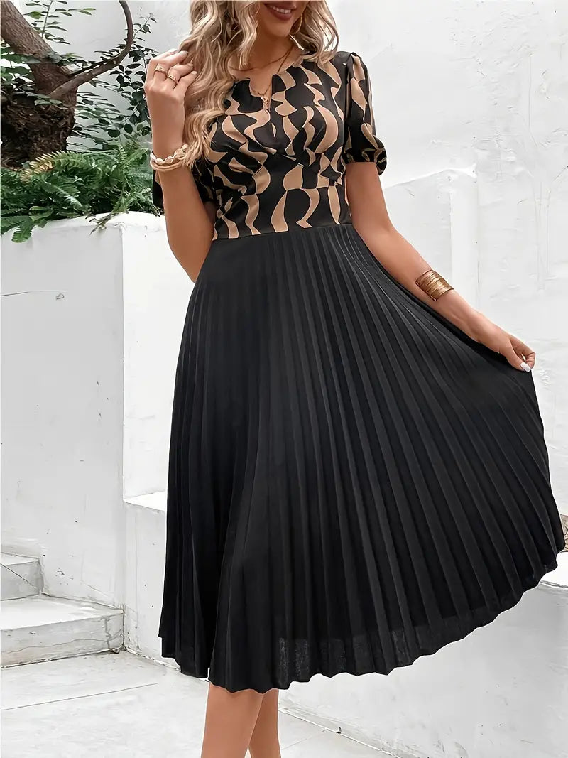 Esther Minimalist Short Sleeved Summer Dress with Pleats Premium Wardrobe Essential