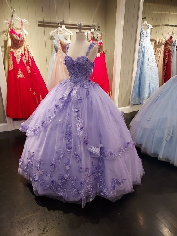 Elegant Tulle Appliques Ball Gown Sweet 16 Dress Y397 - VelvetHem