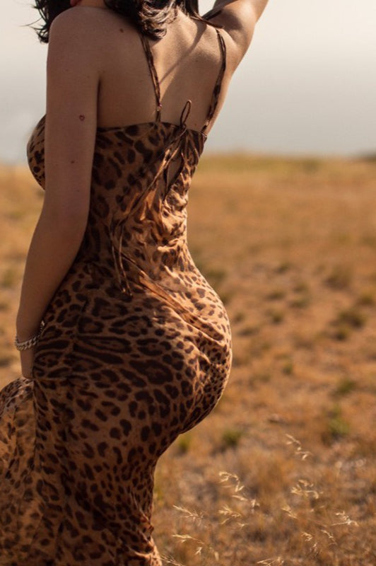 Leopard Print Backless Bodycon Maxi Dress - View 7 | VelvetHem