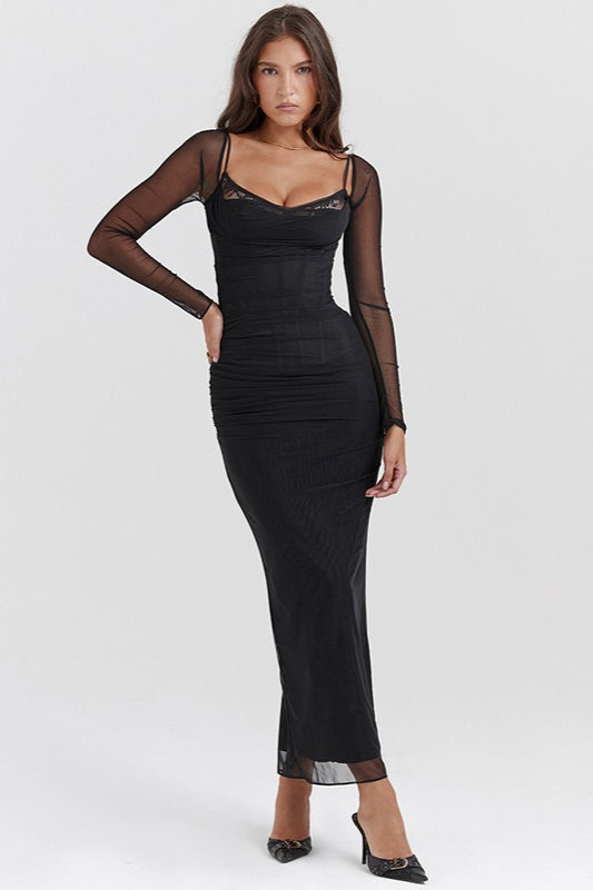 Backless Split Bodycon Maxi Dress - View 4 | VelvetHem