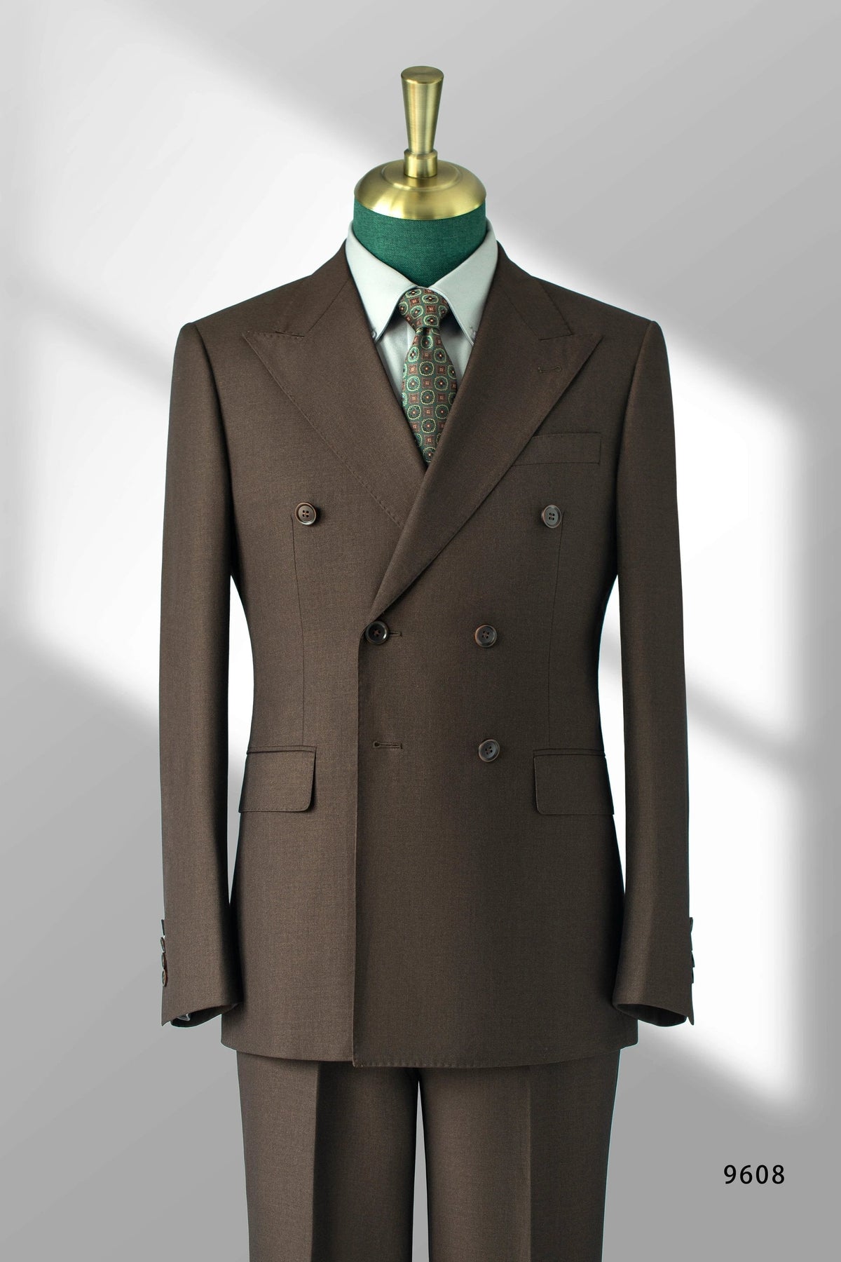 Double Breasted Dark Brown Wool Suit Tailored Formal Groom and Business (ZD17090) - VelvetHem