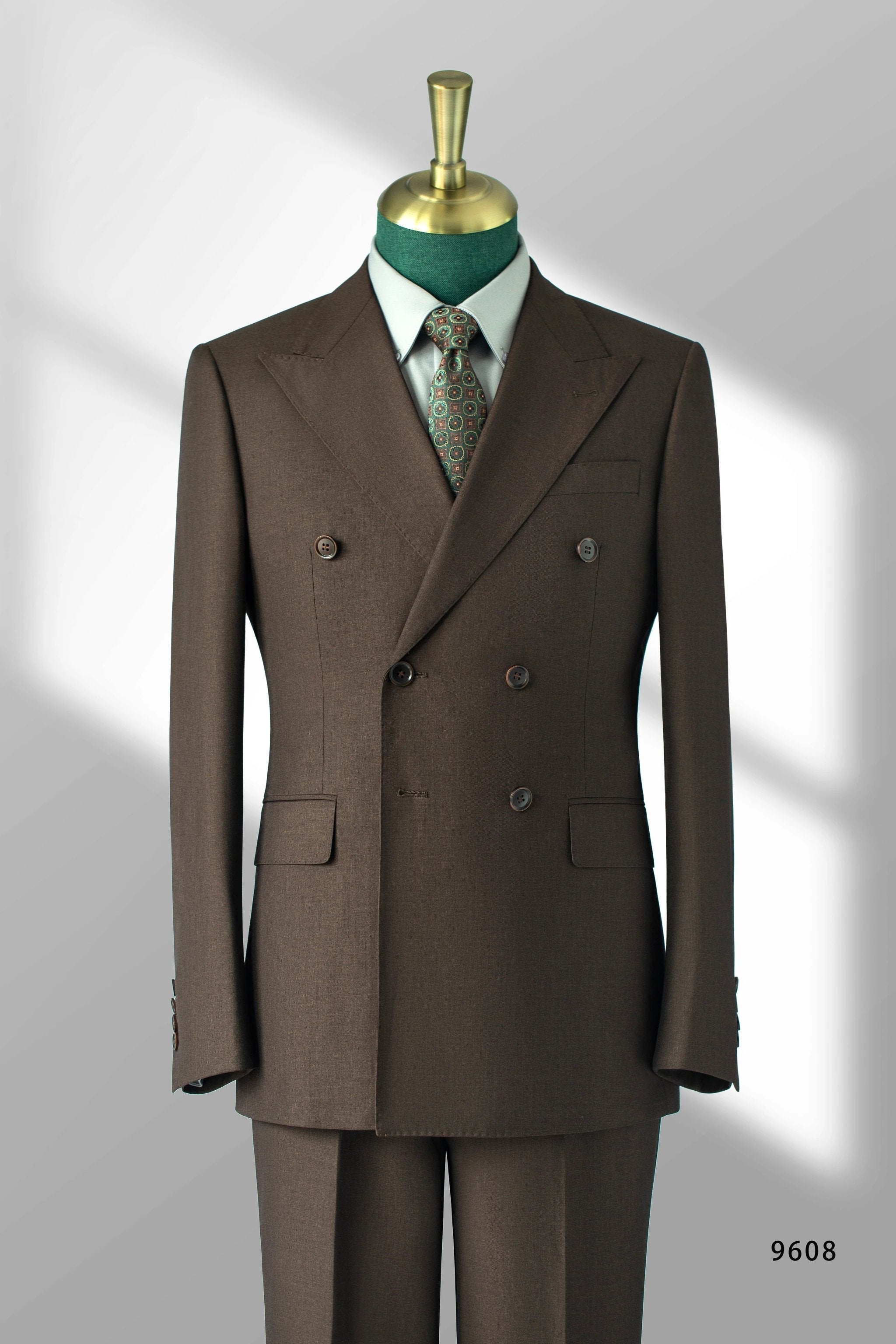 Double-Breasted Dark Brown Wool Suit | Tailored Formal Groom & Business Suit by 男装