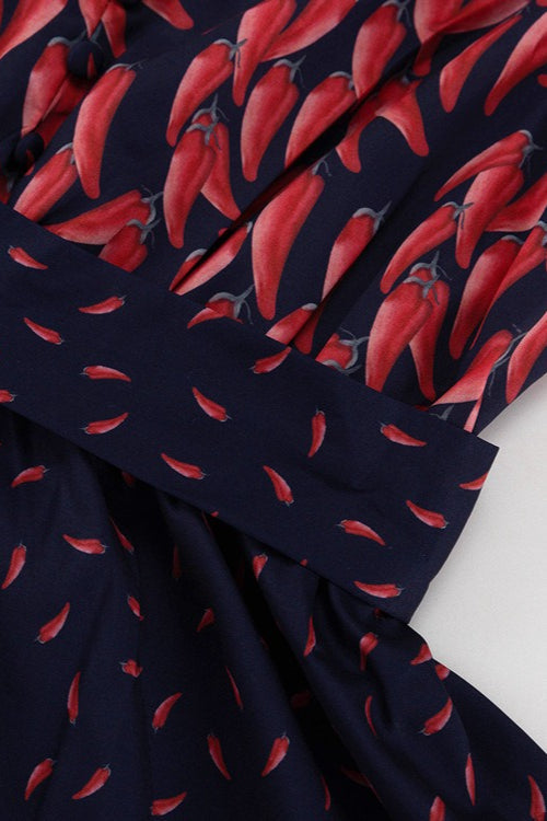 Contrast Collar Long Sleeve A Line Floral Dress