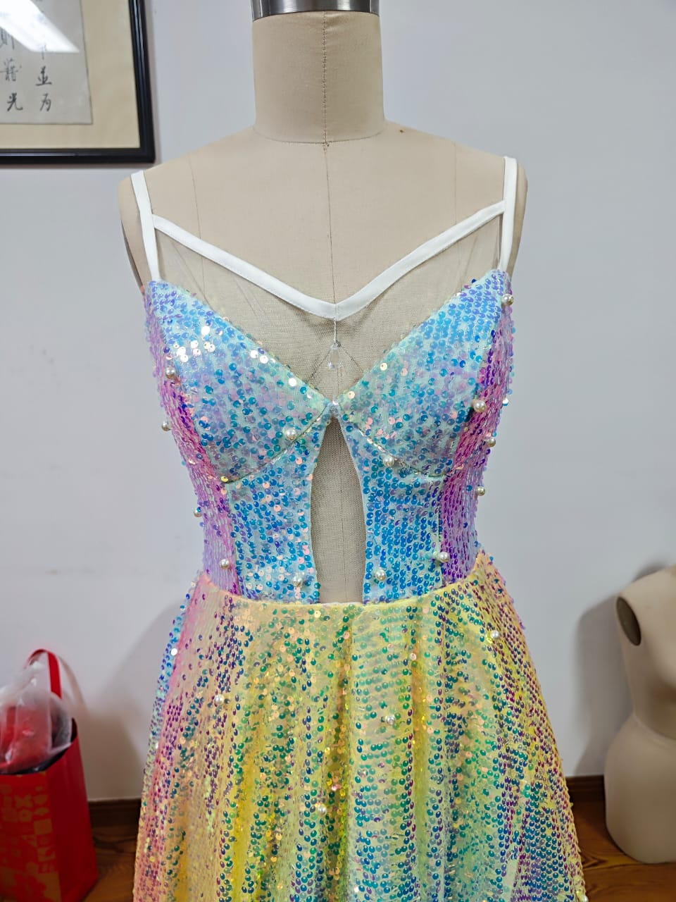 Glitter Tulle Sequins A Line Prom Dress Evening Dress Y8378