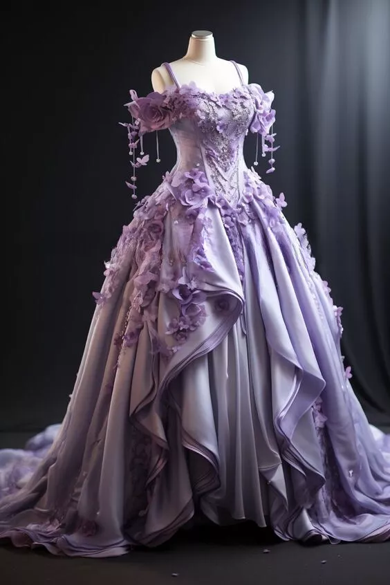 Beautiful Purple Off The Shoulder 3D Flowers Sweet 16 Ball Gown Princess Quinceanera Dress - VelvetHem