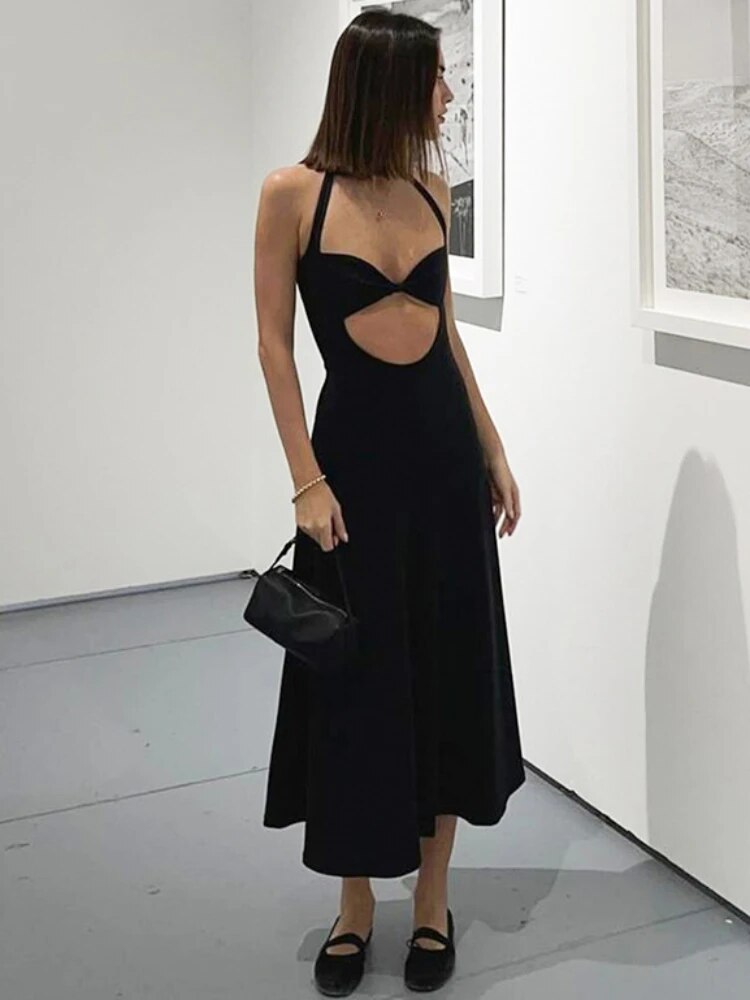 TARUXY Hollow Out Sexy Dress For Women 2024 New Backless Slim Sleeveless Sundress Femme Party Sexy Bandage Evening Dress Woman