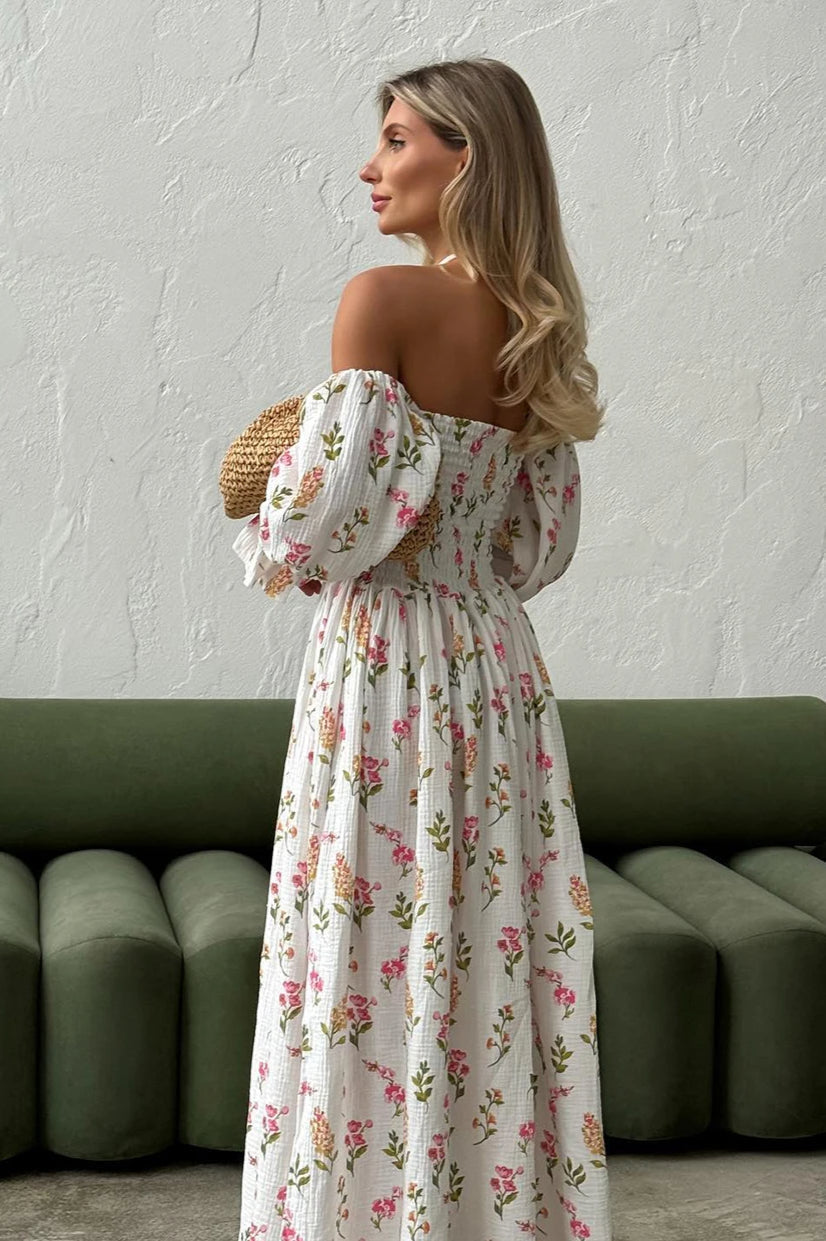 Vintage Ruffle Midi Side Slit Floral Dress - View 10 | VelvetHem