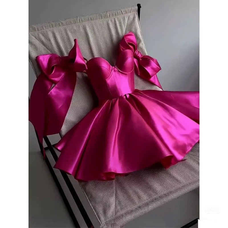 Chic A line Satin Straps Short White Homecoming Dress 20th Birthday Outfits