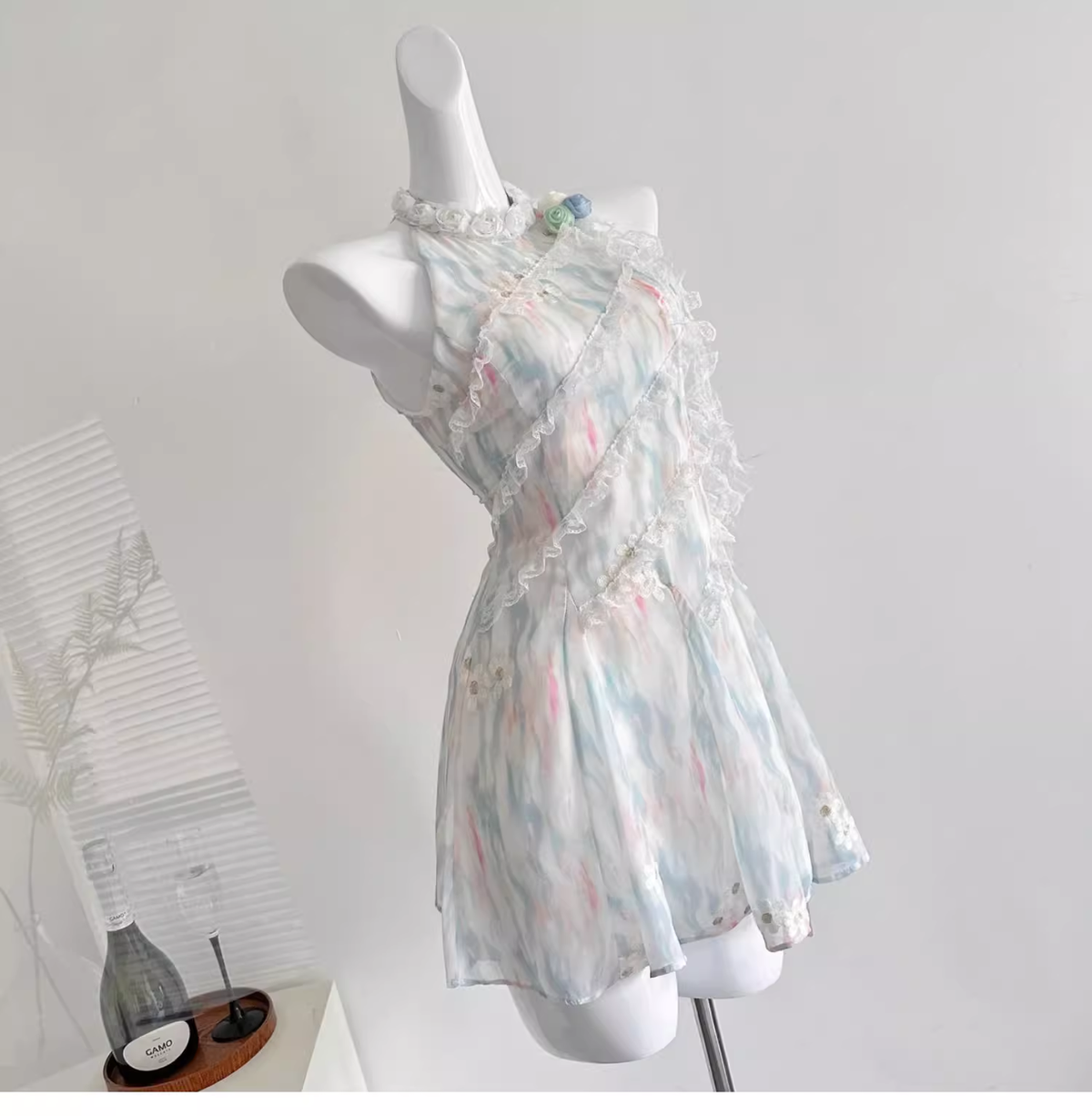 Jasmine Green Summer Sweet Slim Waist Design Short Dress - View 2 | VelvetHem