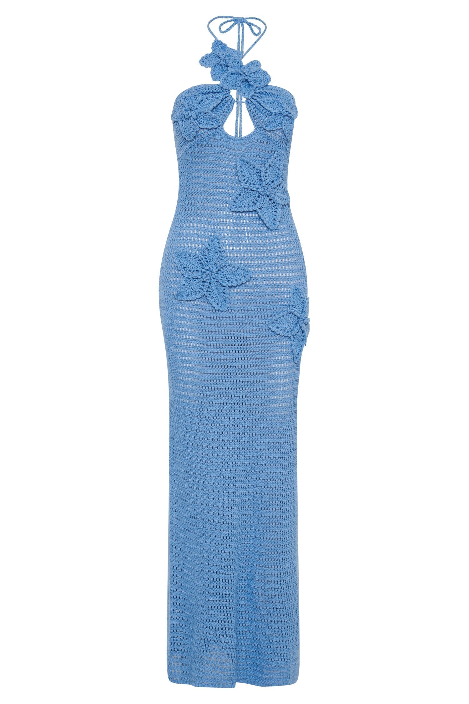 Yasmina Chic Crocheted Maxi Dress with Floral Appliqué Boutique Collection