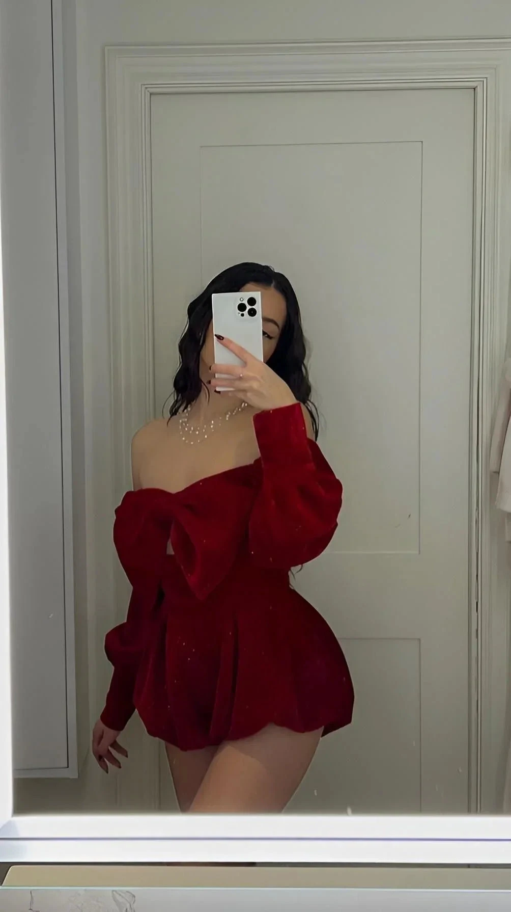 Red Velvet Off The Shoulder Mini Homecoming Dress (ZD12710)