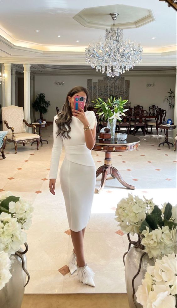 White Sheath Party Dress,White Cocktail Dress - VelvetHem