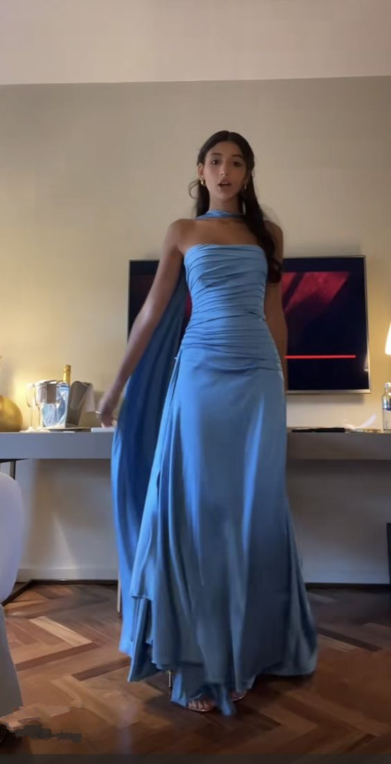 Chic Blue Long Prom Dress,Blue Evening Dress - VelvetHem