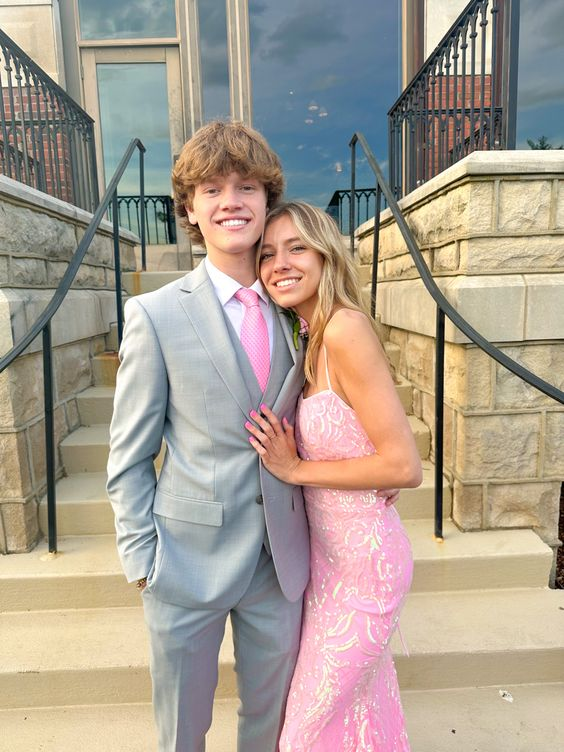 Elegant Pink Sequins Mermaid Prom Dress,Pink Evening Dress - VelvetHem