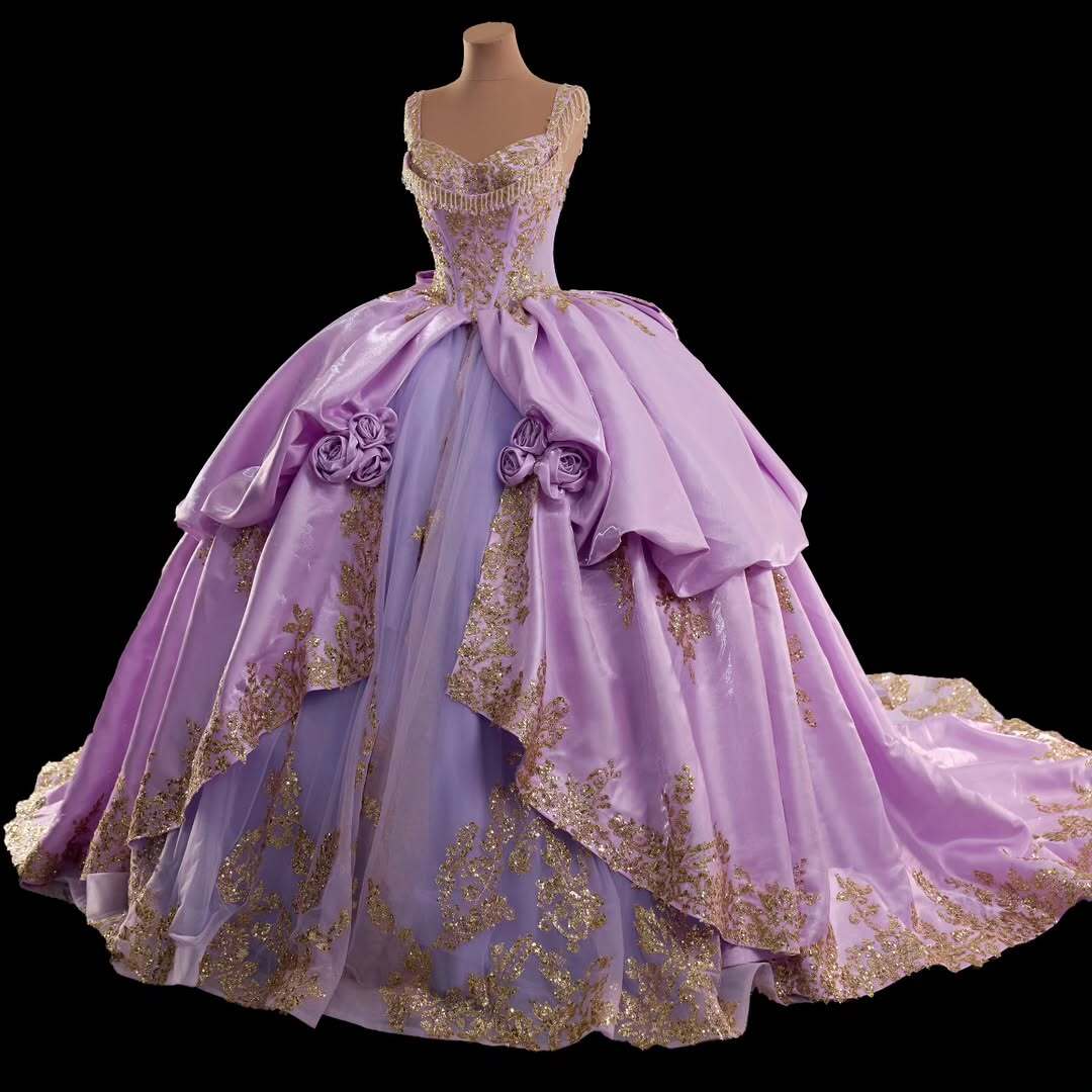 Retro Style A Line Sweetheart Purple Quinceanera Dress with Appliques Criss Cross Back - View 4 | VelvetHem