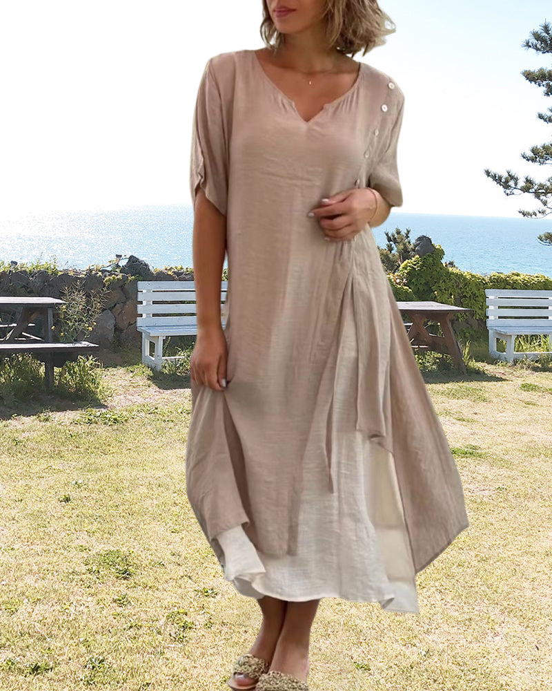 Narges Asymmetrical Dress with Short Sleeves for Women Stylish Outfit