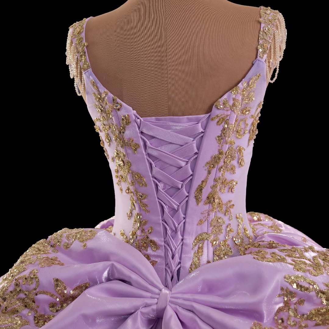 Retro Style A Line Sweetheart Purple Quinceanera Dress with Appliques Criss Cross Back - View 6 | VelvetHem