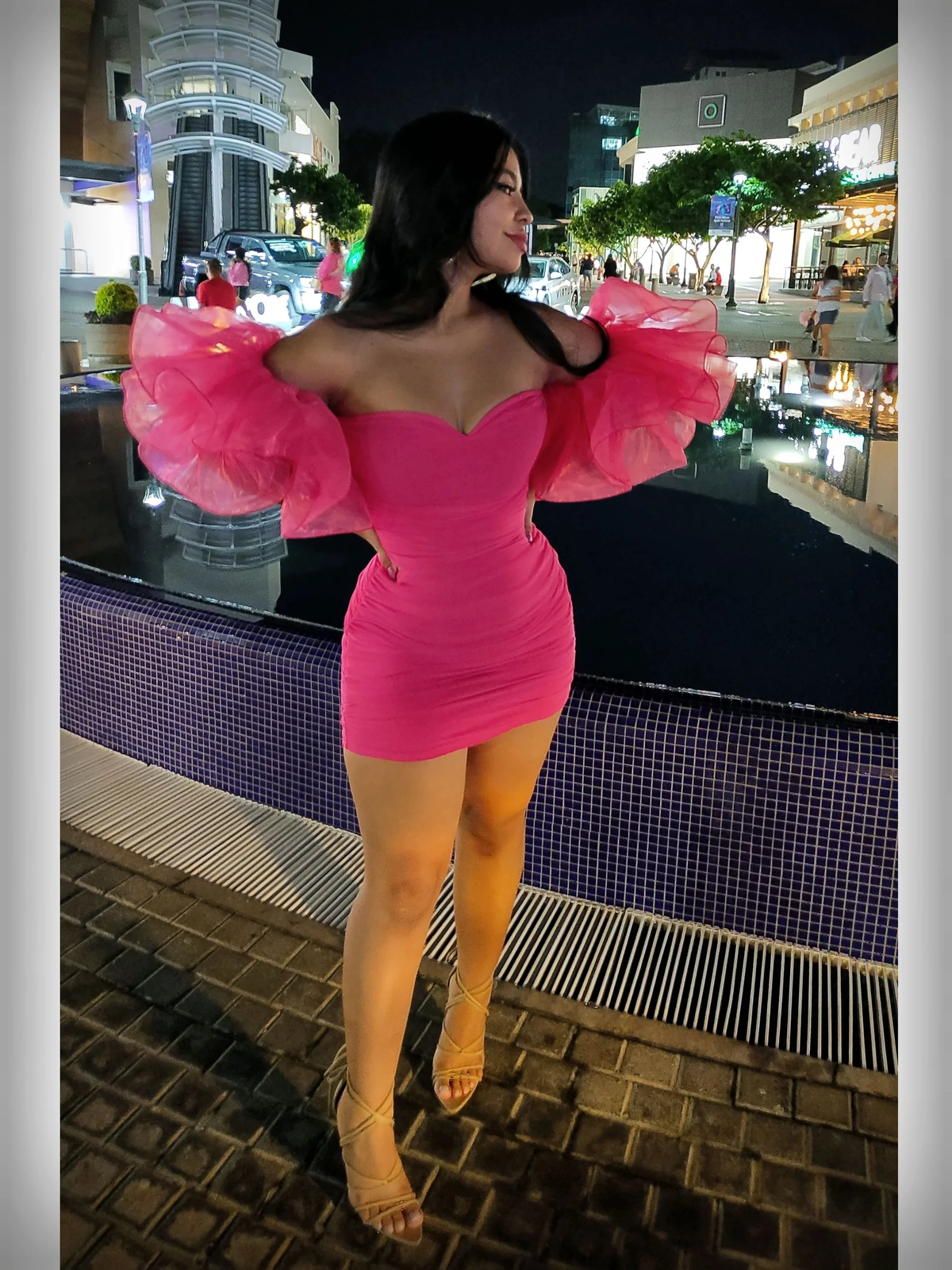 Birthday Pink Frill Off Shoulder Sexy Dress Trendy Short Homecoming Dress (ZD12674) - VelvetHem
