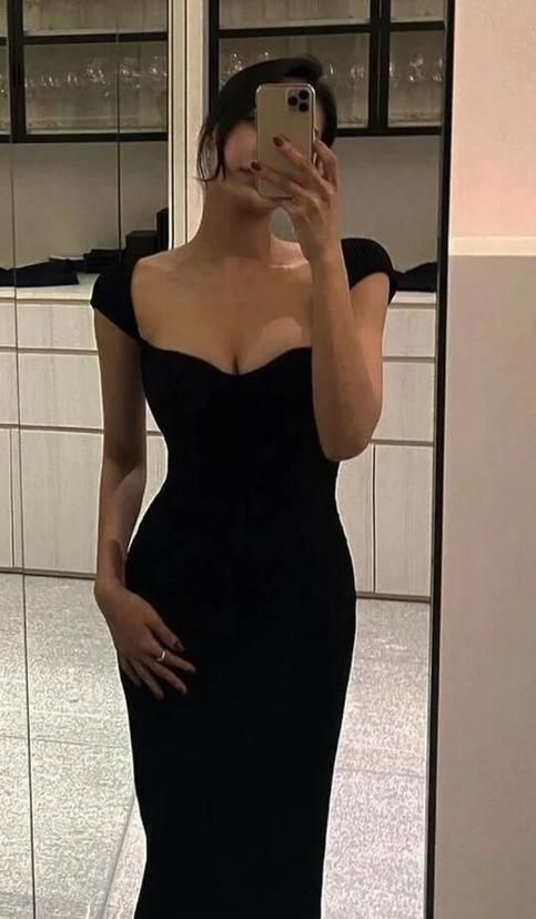 Simple Black Satin Prom Dress Party Evening Dress