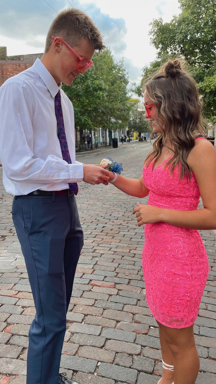 V Neck Pink Cute Homecoming Dress Special Occasion Date Dress Lace Homecoming Dress - VelvetHem