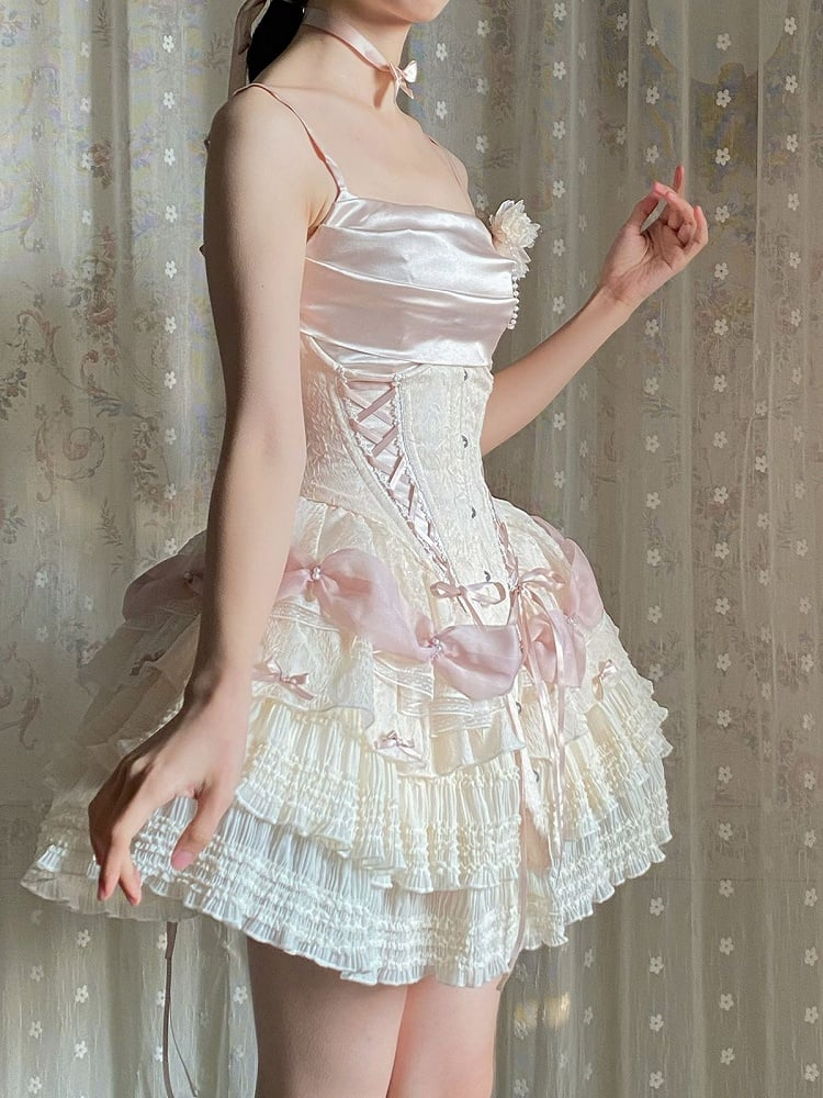Sweet 16th Pink Ball Gown Spaghetti Straps Satin Short Homecoming Dress Birthday Outfits - View 8 | VelvetHem