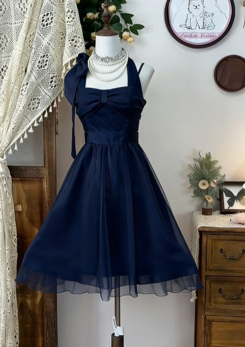Pretty A Line Halter Satin Chiffon Short Homecoming Dress 16th Birthday Outfits - View 4 | VelvetHem