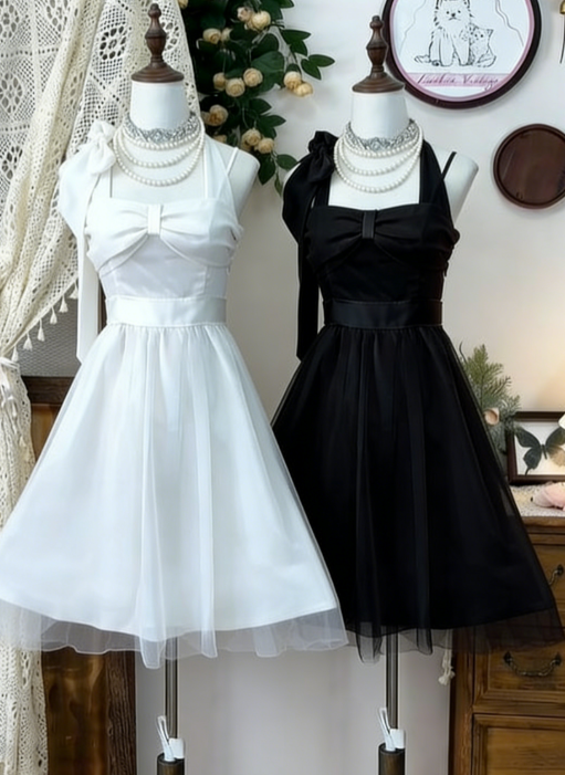 Pretty A Line Halter Satin Chiffon Short Homecoming Dress 16th Birthday Outfits - View 2 | VelvetHem