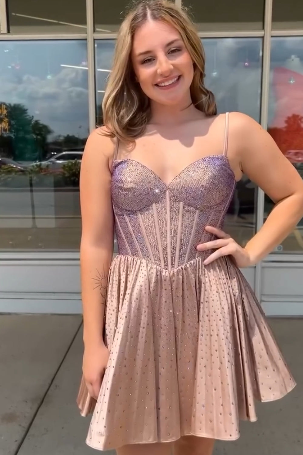 A Line Homecoming Dresses Beaded Corset Short Cocktail Dresses