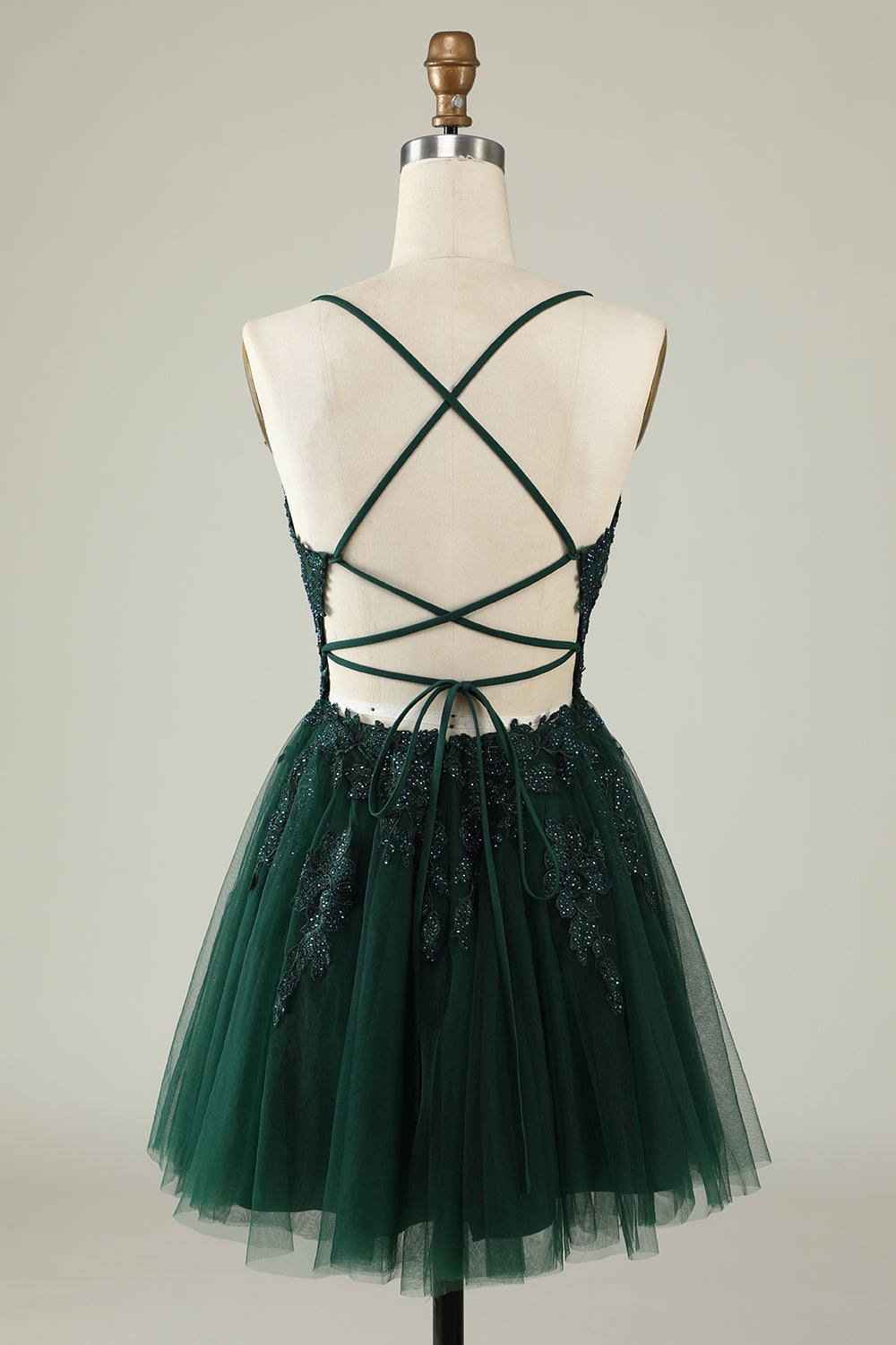 A Line Homecoming Dresses Spaghetti Straps Short Cocktail Dresses with Appliques
