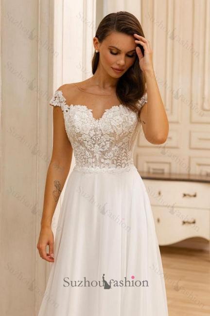 A Line Lace Sweetheart Sleeveless White Beach Wedding Dress Bridal Gown With Appliques Ruffles