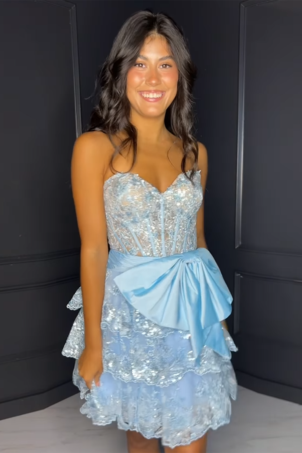 A Line Red Homecoming Dresses Strapless Corset Short Cocktail Dresses with Bow