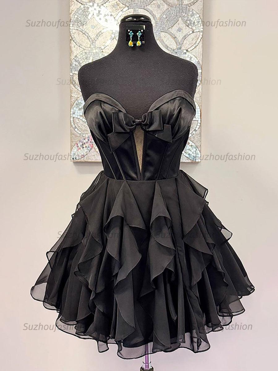 Suzhoufashion A Line Strapless Cut Front Homecoming Dress with Bow