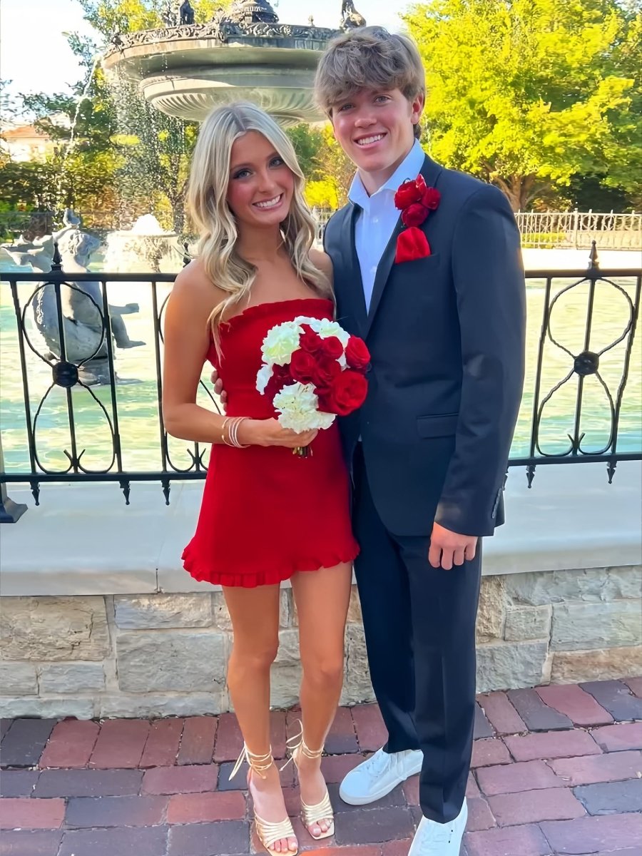 A-Line Strapless Mini Homecoming Dress with Ruffles - VelvetHem