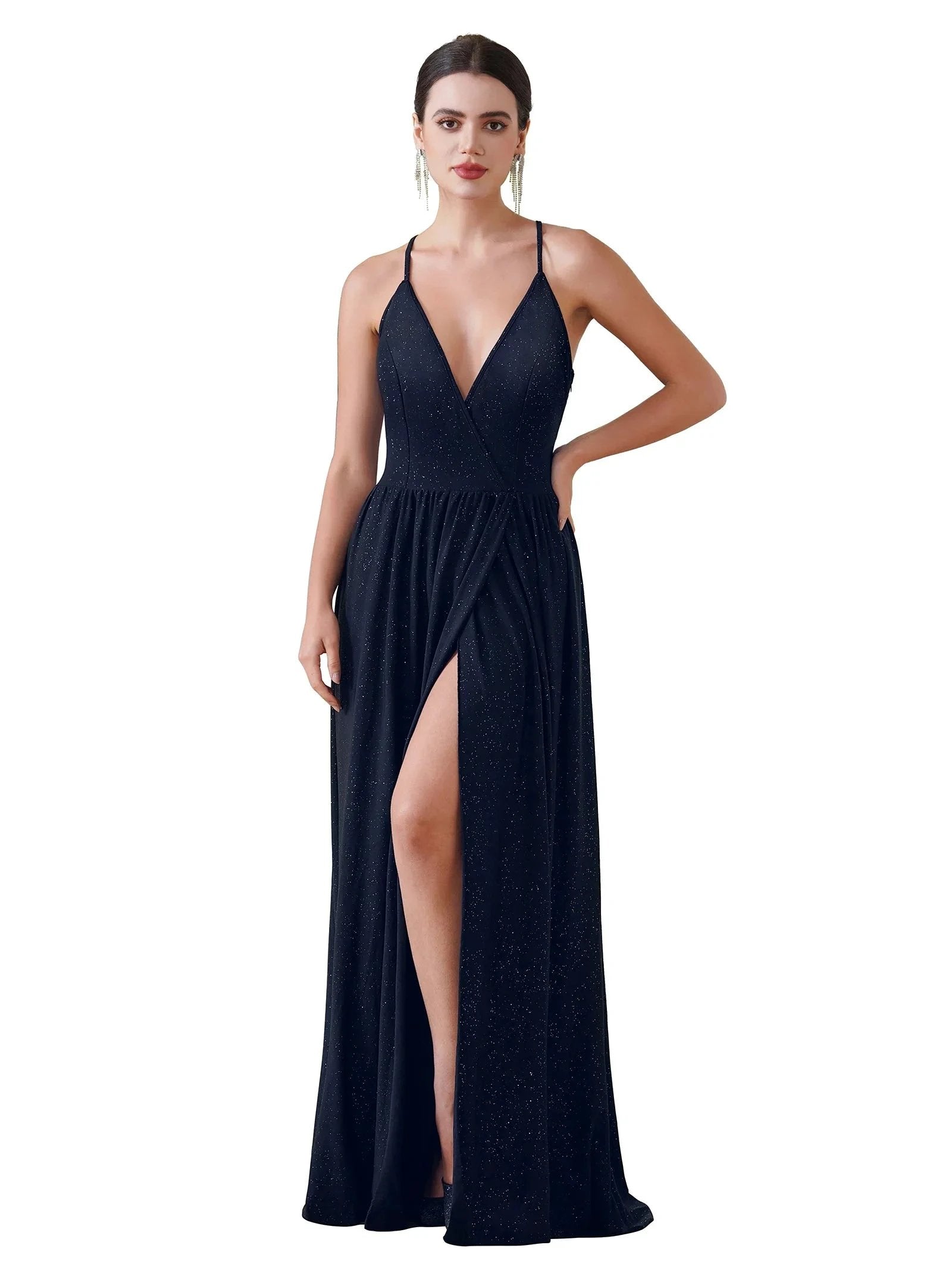 Beautiful A-line sleeveless Dark Green Bridesmaid Dress With Split Front (ZD12853)