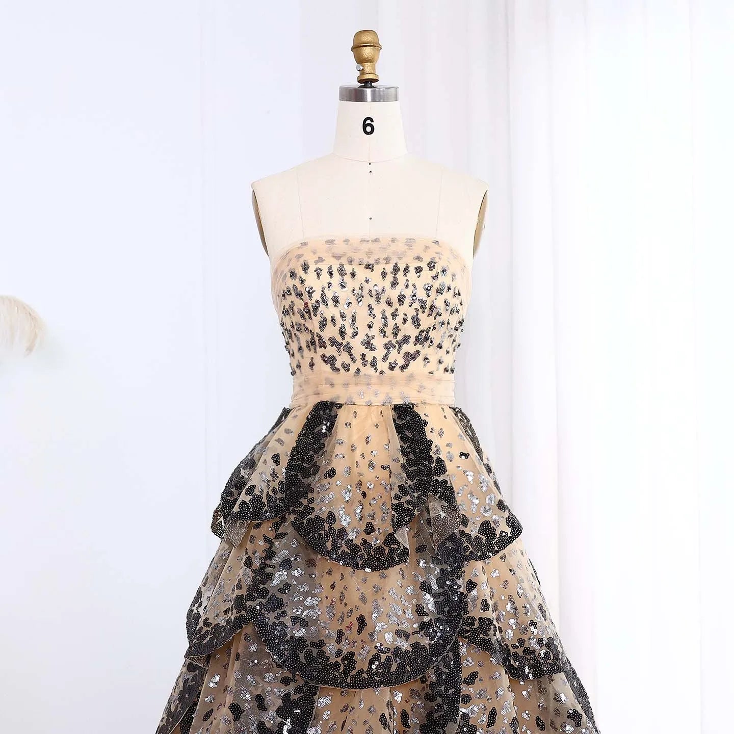 Ruffles Ball Gown Tulle Evening Dress Customized