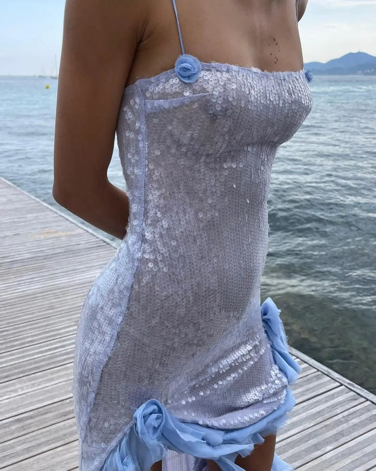 Sexy Slit Ruffles Sequin Party Dress Long Prom Evening Dress - View 3 | VelvetHem