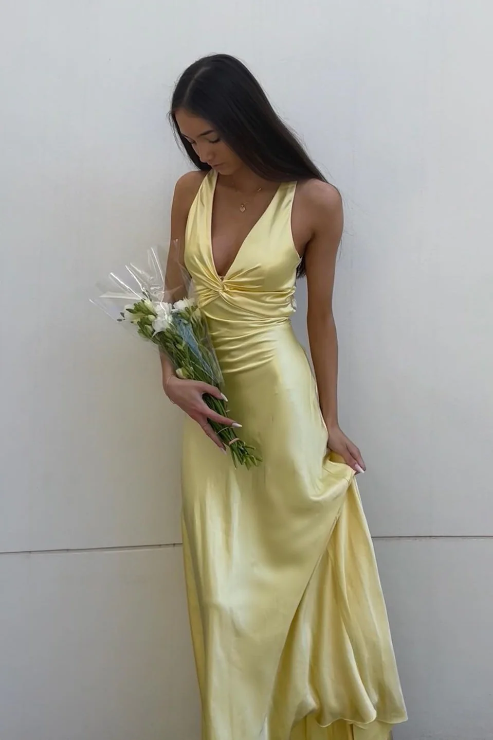 Sexy V-Neck Long Prom Evening Dresses, Simple Party Dresses