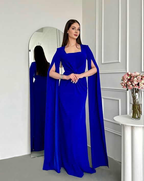 Women's Party Evening Dress Royal Blue Long Evening Dress Y4646 - VelvetHem